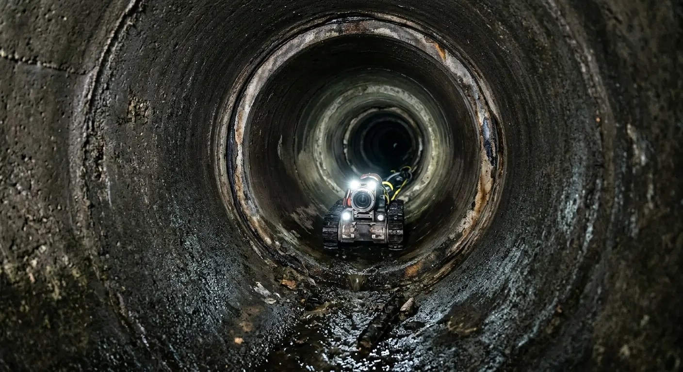 Robotic sewer camera inspecting pipe interior for Drain Snake Service in Clover Creek